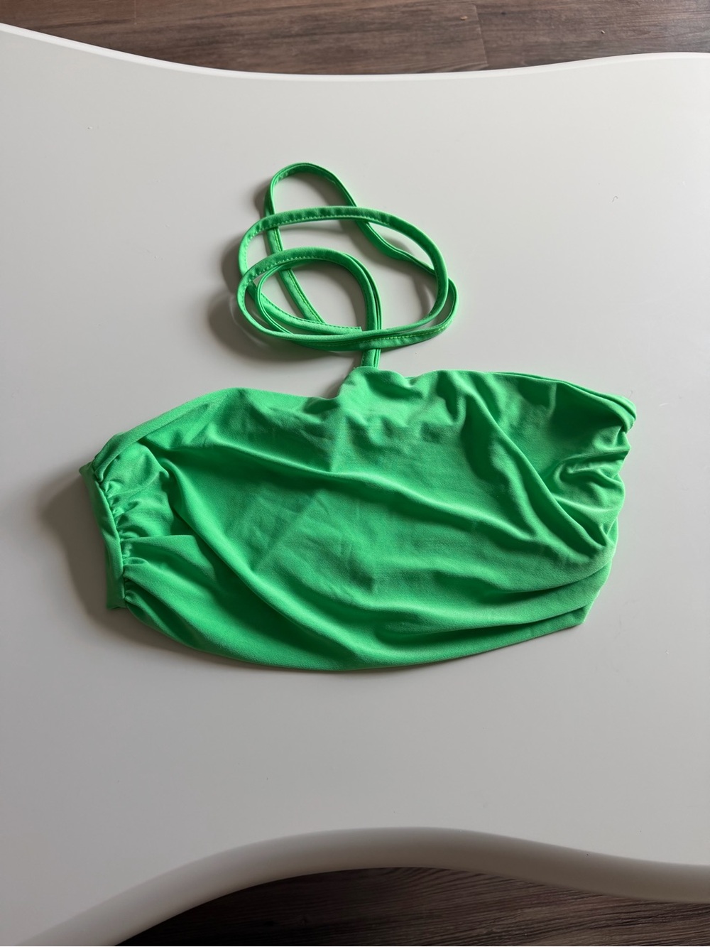 PrettyLittleThing Neon Green Crop Halter Top
